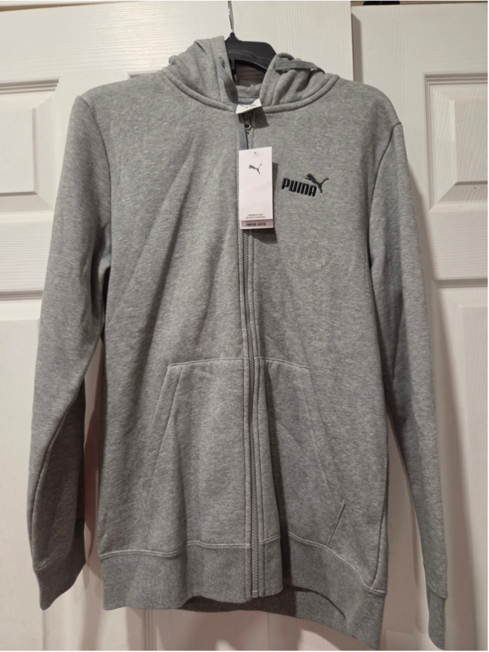 Men's Puma Zip-Up Hoodie Grey Black Size M